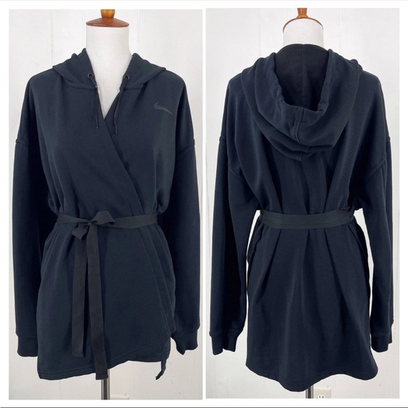 Nike Womens Dri-Fit Wrap Training Hoodie Size Large Black Athleisure 889204-010 - Picture 2 of 7